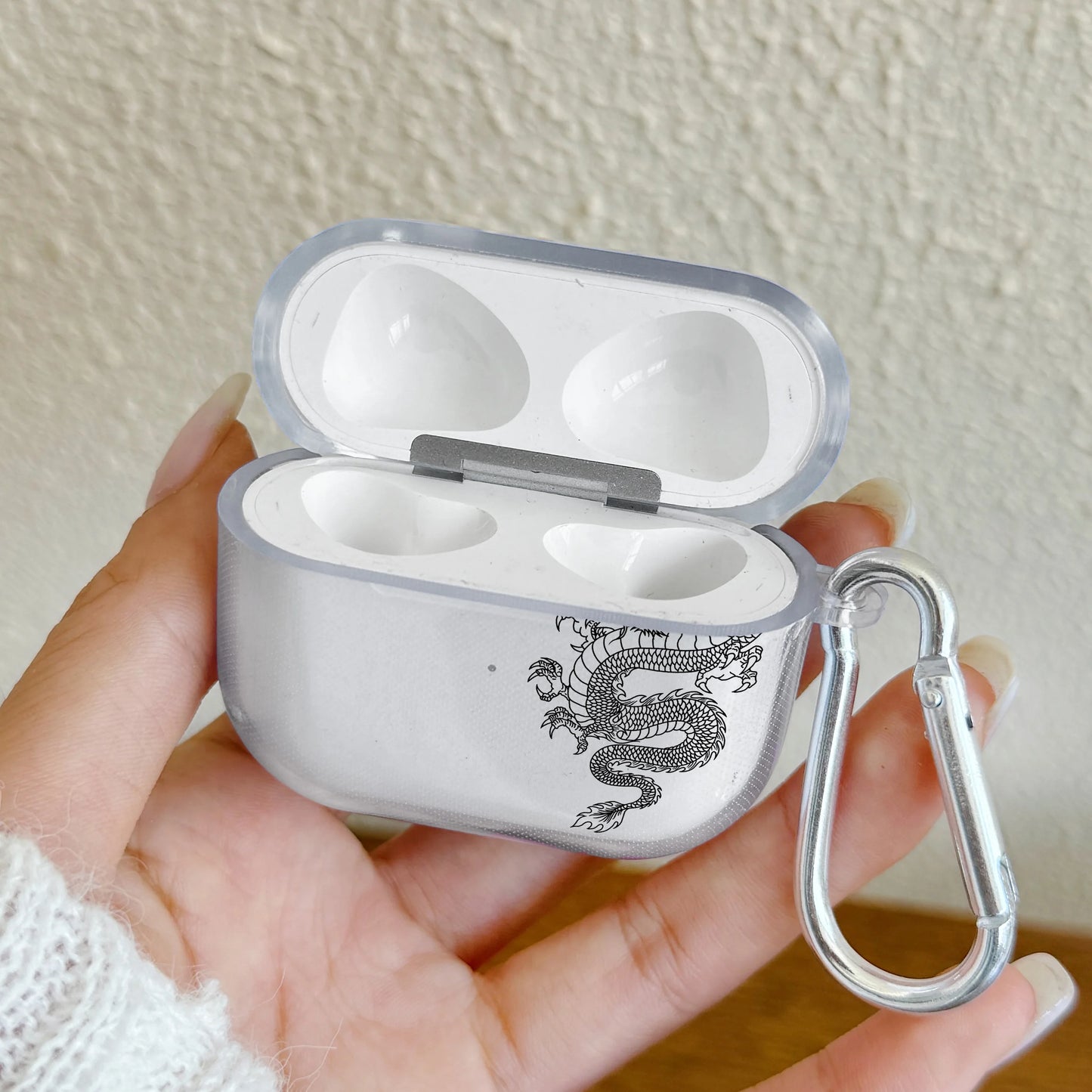Clear TPU Dragon Design AirPods Case Cover