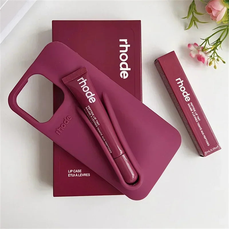Rhode Lip Gloss Holder Silicone Case with Box Lipstick for iPhone