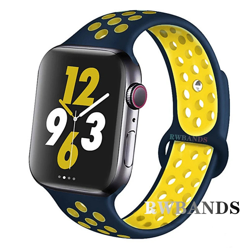 S port Strap for Apple Watch 38mm-49mm - Breathable Silicone Band for Series Ultra 2/10/9/8/SE (40mm 44mm 45mm)