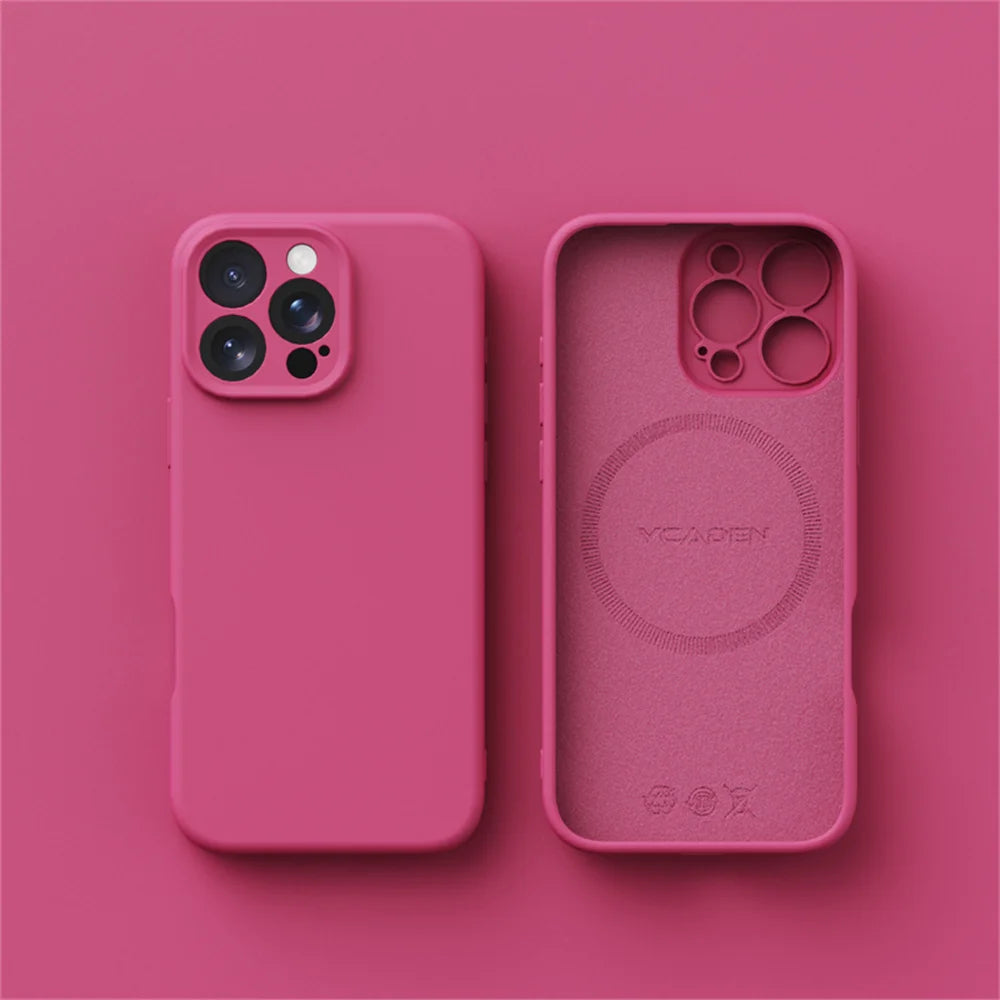Liquid Silicone MagSafe Case for iPhone 13-16 – Smooth Skin Wireless Charging Cover