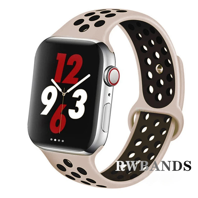 S port Strap for Apple Watch 38mm-49mm - Breathable Silicone Band for Series Ultra 2/10/9/8/SE (40mm 44mm 45mm)