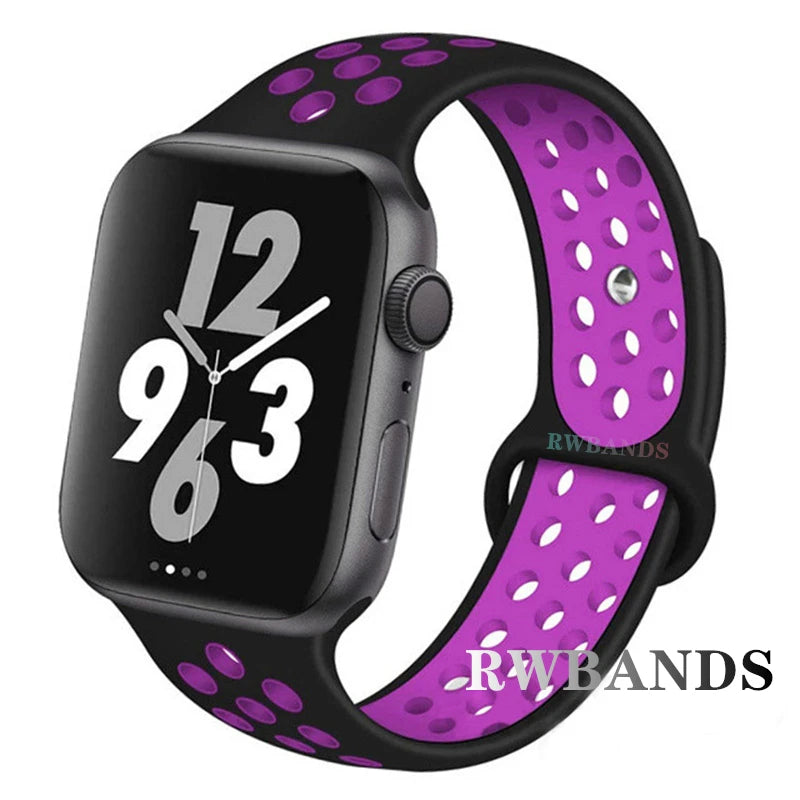 S port Strap for Apple Watch 38mm-49mm - Breathable Silicone Band for Series Ultra 2/10/9/8/SE (40mm 44mm 45mm)