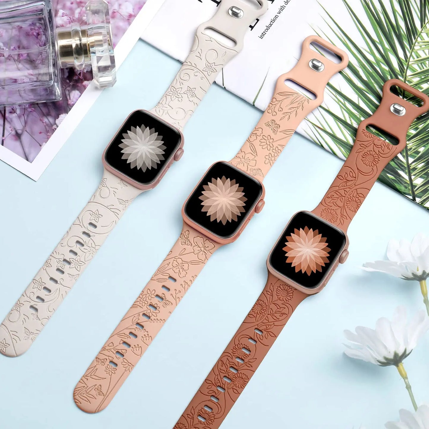 Elegant Floral Apple Watch Strap - Compatible with Series 10/9/8/Ultra
