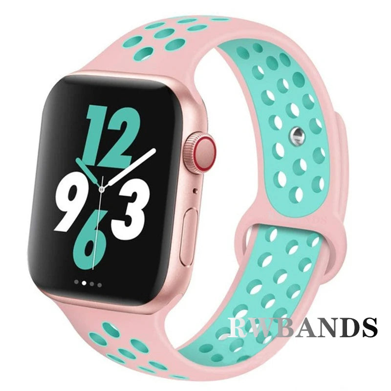 S port Strap for Apple Watch 38mm-49mm - Breathable Silicone Band for Series Ultra 2/10/9/8/SE (40mm 44mm 45mm)