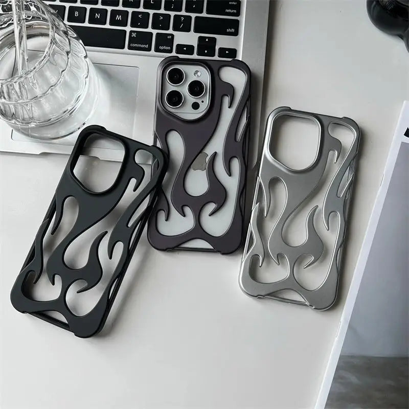 Trendy Hollow-Back 3D Flame Phone Case