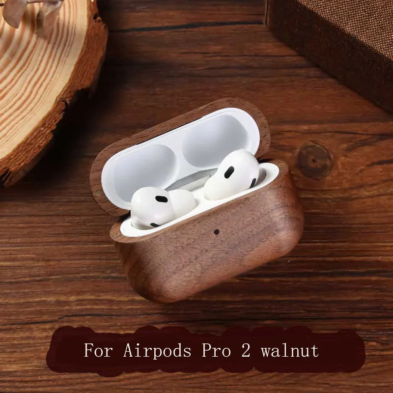 Handcrafted Wooden AirPods Protective Case – Compatible with AirPods Pro/1/2/3/4 + Free Lanyard