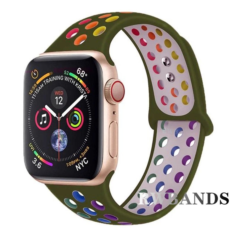 S port Strap for Apple Watch 38mm-49mm - Breathable Silicone Band for Series Ultra 2/10/9/8/SE (40mm 44mm 45mm)