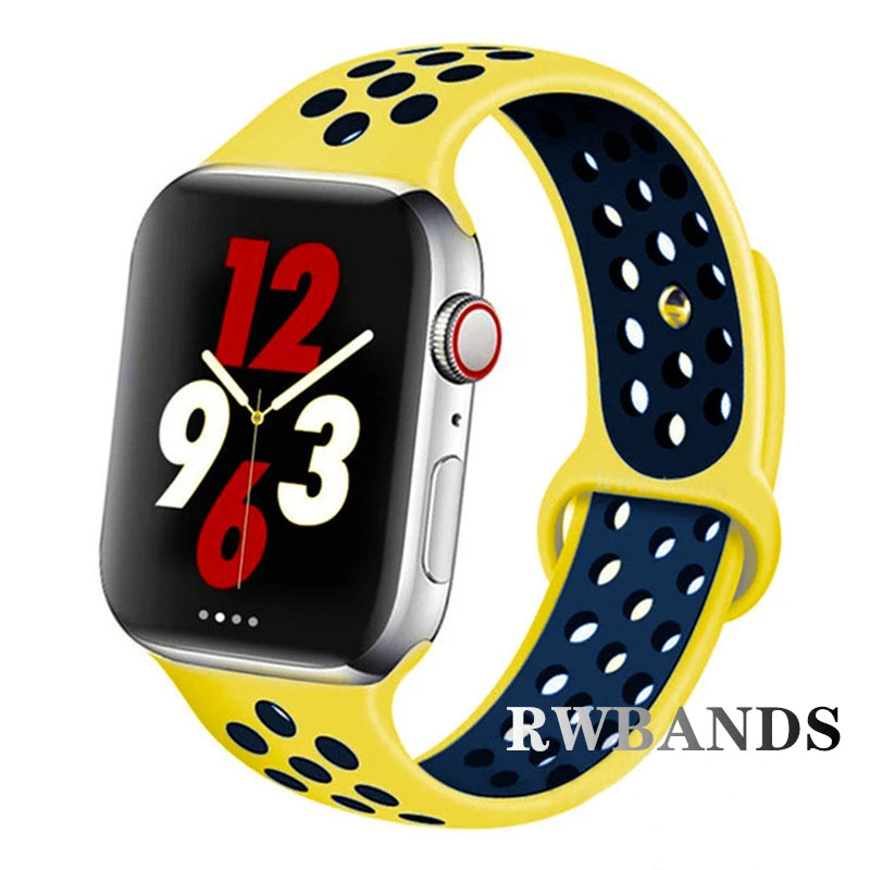 S port Strap for Apple Watch 38mm-49mm - Breathable Silicone Band for Series Ultra 2/10/9/8/SE (40mm 44mm 45mm)