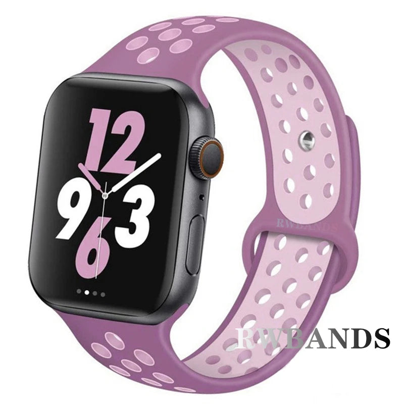 S port Strap for Apple Watch 38mm-49mm - Breathable Silicone Band for Series Ultra 2/10/9/8/SE (40mm 44mm 45mm)