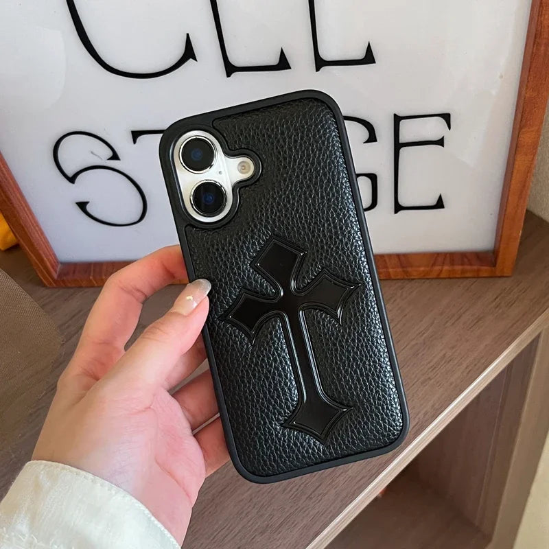 Gothic Cross Leather iPhone Case