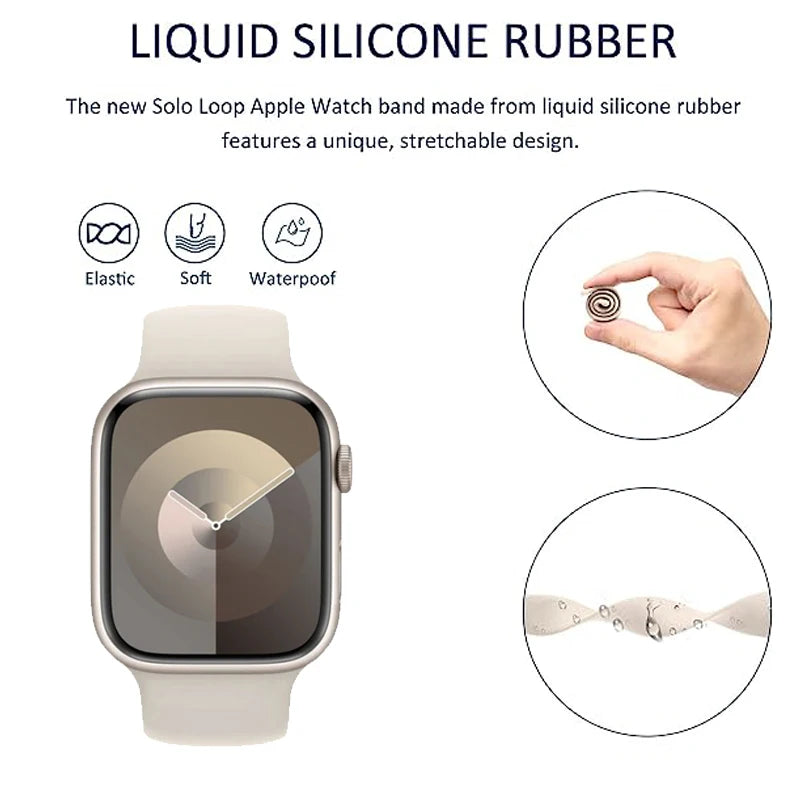 Elastic Silicone Strap for Apple Watch 40mm/44mm/45mm - Compatible with Series SE/6/7/8/9/Ultra 2