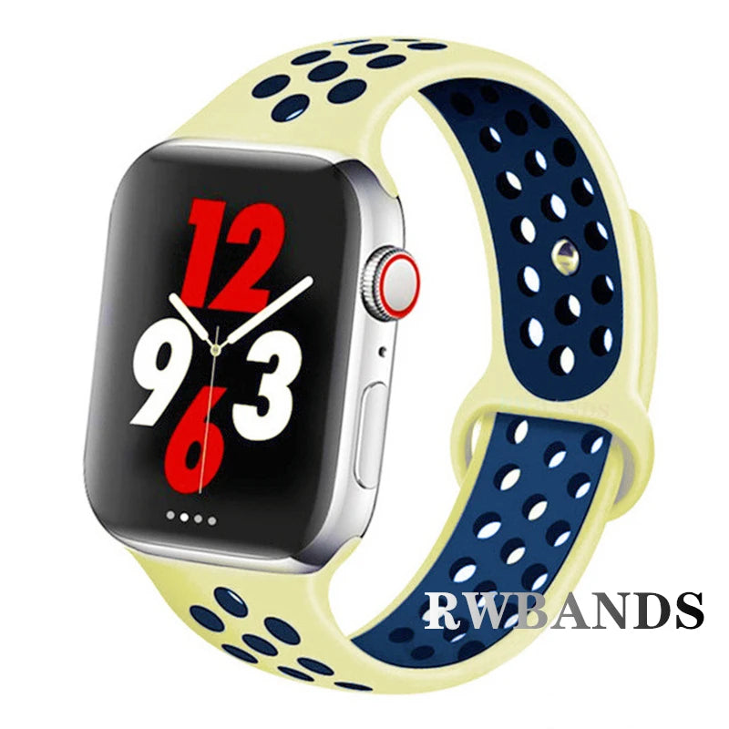 S port Strap for Apple Watch 38mm-49mm - Breathable Silicone Band for Series Ultra 2/10/9/8/SE (40mm 44mm 45mm)