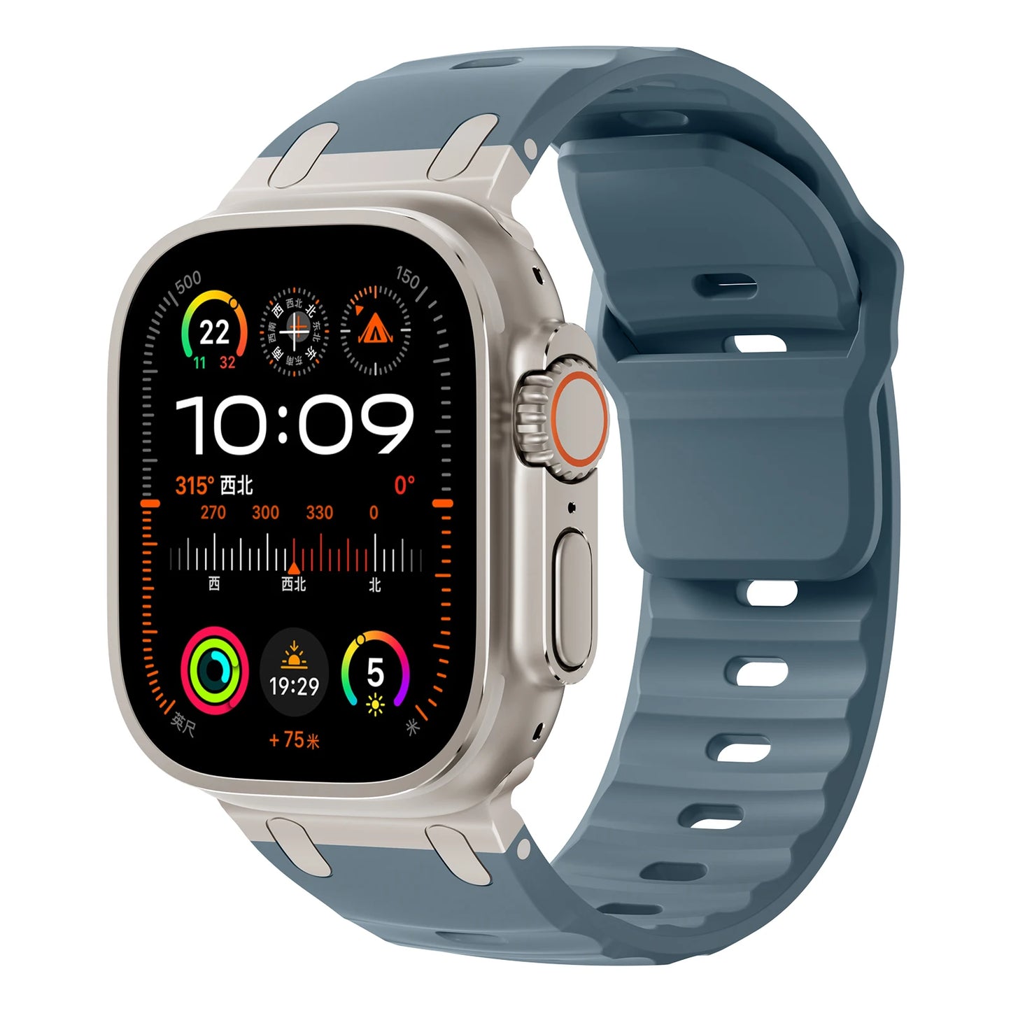Premium Sport Silicone Band for Apple Watch Ultra 2, Series 9/8/7/SE – 49mm 45mm 44mm 46mm – Stainless Steel Strap