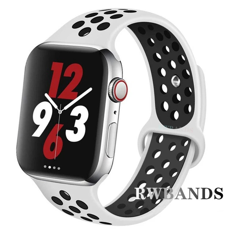 S port Strap for Apple Watch 38mm-49mm - Breathable Silicone Band for Series Ultra 2/10/9/8/SE (40mm 44mm 45mm)