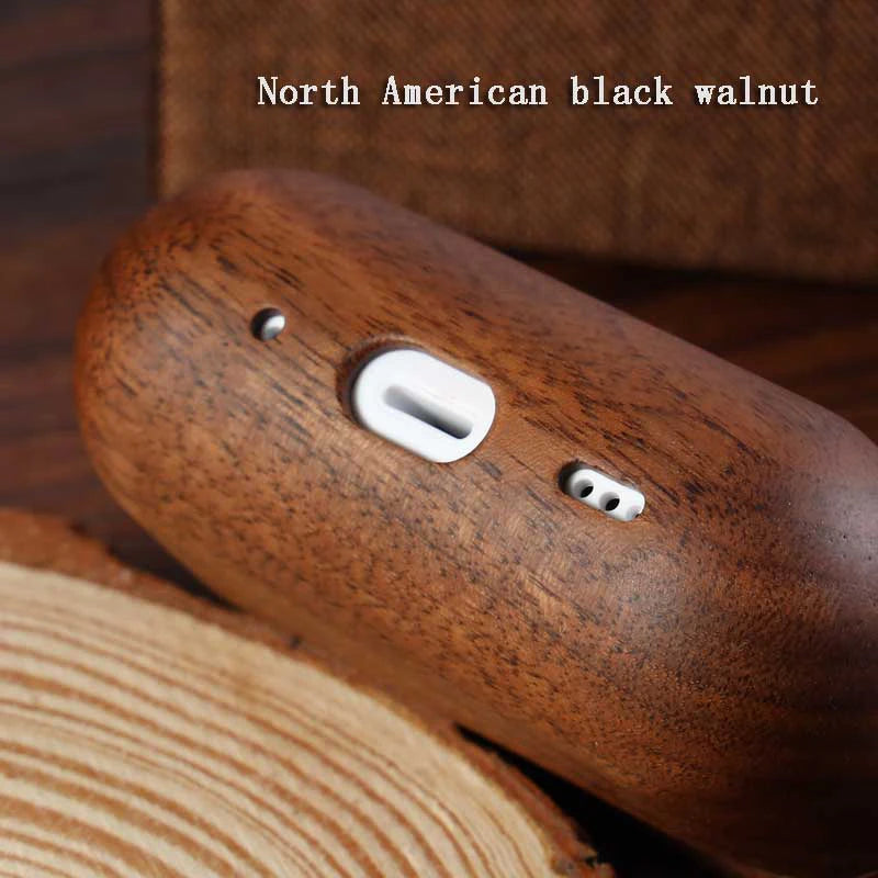 Handcrafted Wooden AirPods Protective Case – Compatible with AirPods Pro/1/2/3/4 + Free Lanyard