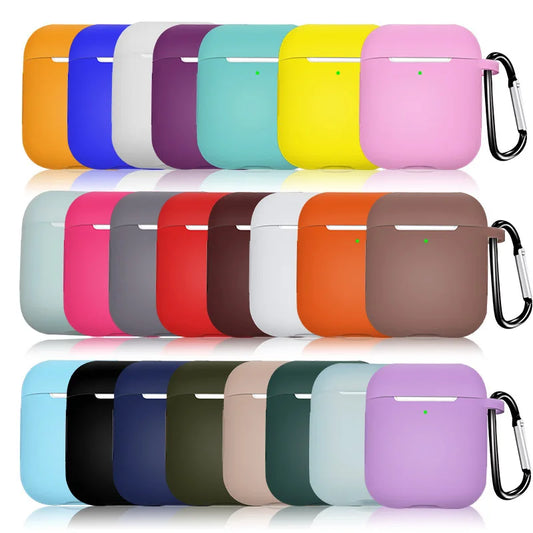 Soft Silicone Case for AirPods 1/2 – Protective Cover with Hook