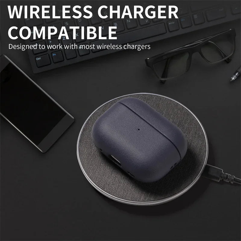Leather AirPods Pro 2 Case - Premium Cover for AirPods 3/4 & Pro (USB-C) - Protective Bluetooth Earphone Shell