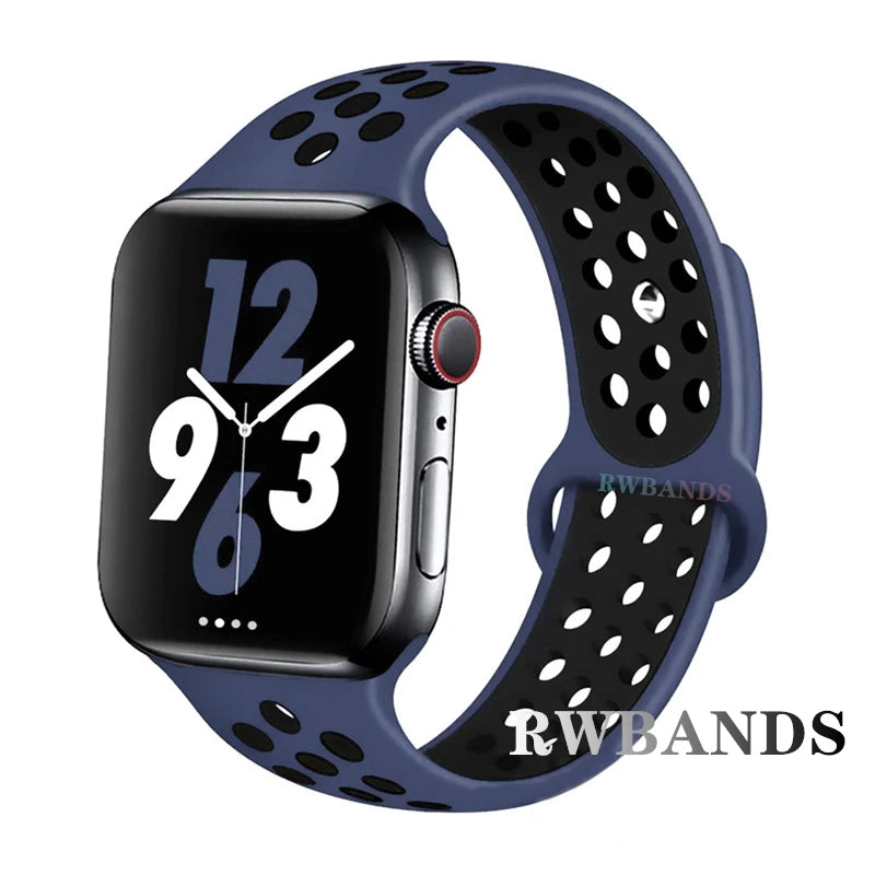 S port Strap for Apple Watch 38mm-49mm - Breathable Silicone Band for Series Ultra 2/10/9/8/SE (40mm 44mm 45mm)