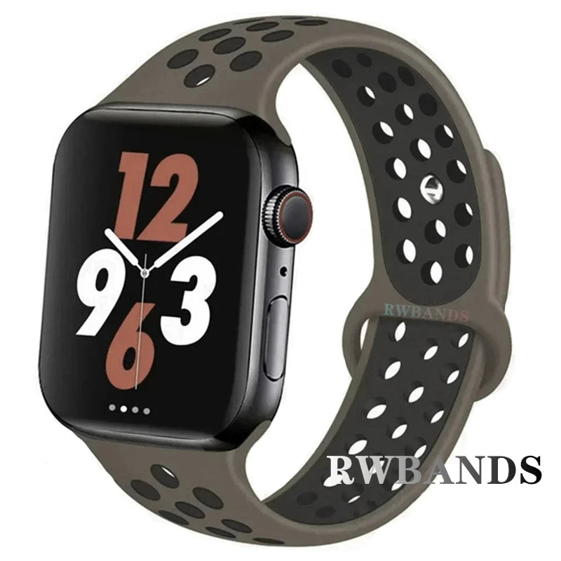 S port Strap for Apple Watch 38mm-49mm - Breathable Silicone Band for Series Ultra 2/10/9/8/SE (40mm 44mm 45mm)