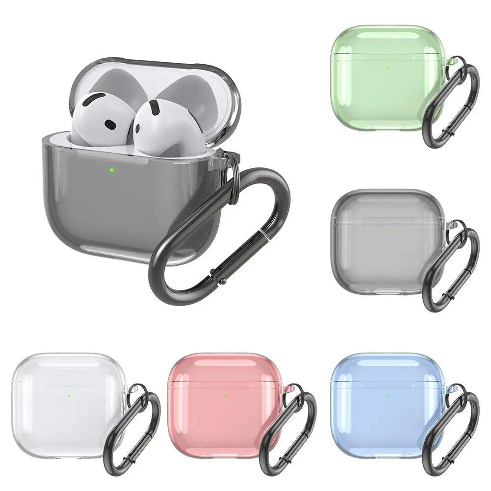 AirPods 4 Case Cover – Translucent Slim Sleeve with Carabiner