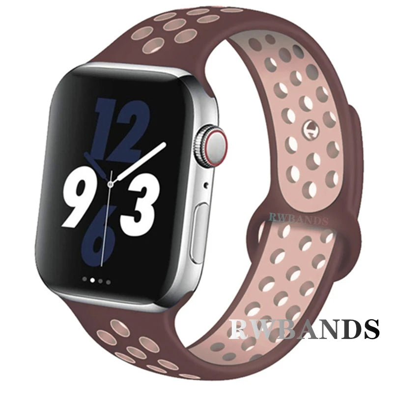 S port Strap for Apple Watch 38mm-49mm - Breathable Silicone Band for Series Ultra 2/10/9/8/SE (40mm 44mm 45mm)