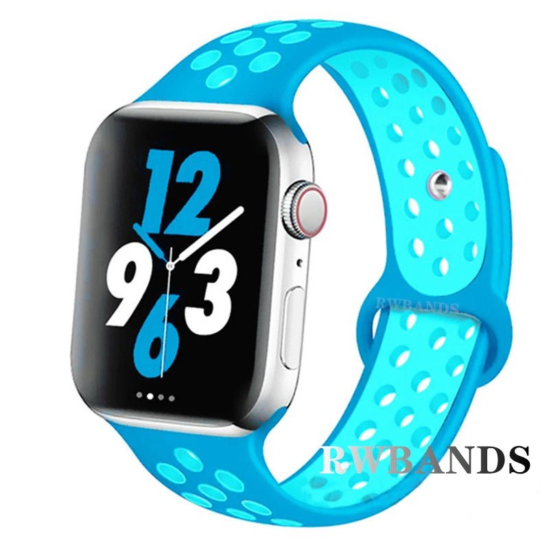 S port Strap for Apple Watch 38mm-49mm - Breathable Silicone Band for Series Ultra 2/10/9/8/SE (40mm 44mm 45mm)
