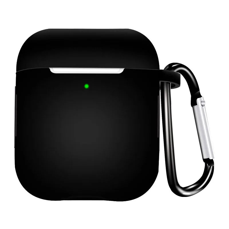 Soft Silicone Case for AirPods 1/2 – Protective Cover with Hook