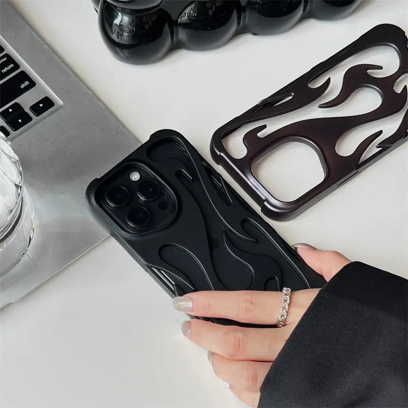 Trendy Hollow-Back 3D Flame Phone Case