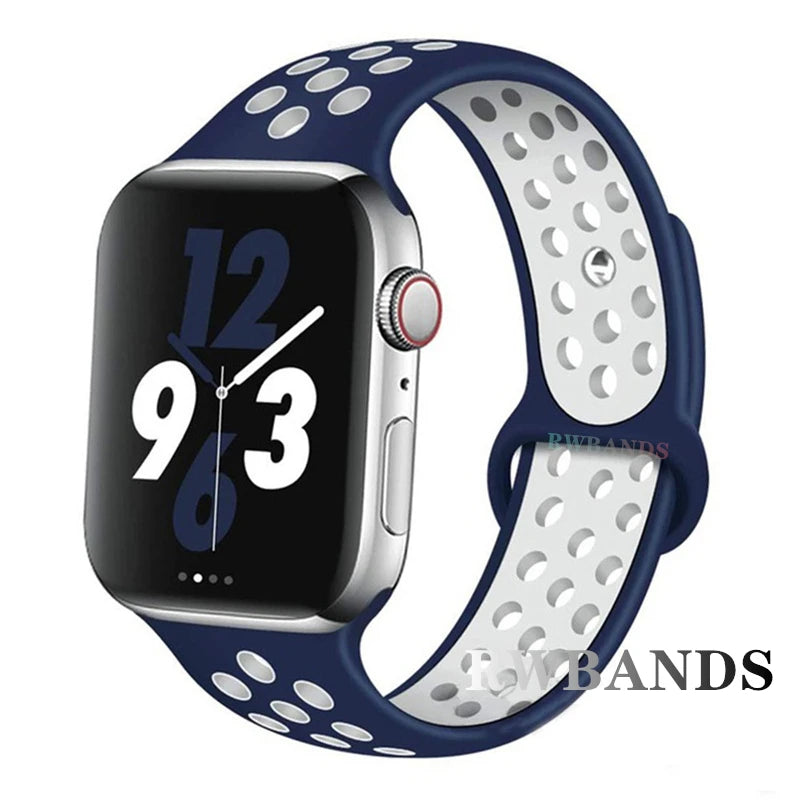 S port Strap for Apple Watch 38mm-49mm - Breathable Silicone Band for Series Ultra 2/10/9/8/SE (40mm 44mm 45mm)