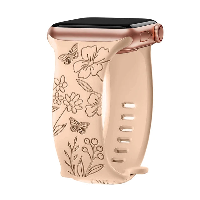 Elegant Floral Apple Watch Strap - Compatible with Series 10/9/8/Ultra