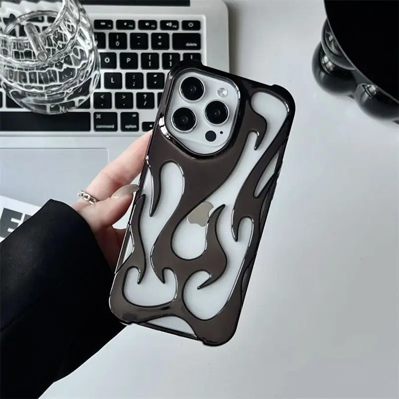 Trendy Hollow-Back 3D Flame Phone Case