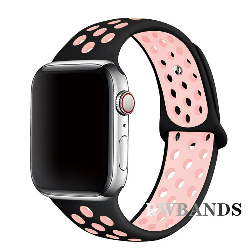 S port Strap for Apple Watch 38mm-49mm - Breathable Silicone Band for Series Ultra 2/10/9/8/SE (40mm 44mm 45mm)