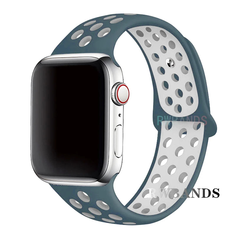 S port Strap for Apple Watch 38mm-49mm - Breathable Silicone Band for Series Ultra 2/10/9/8/SE (40mm 44mm 45mm)