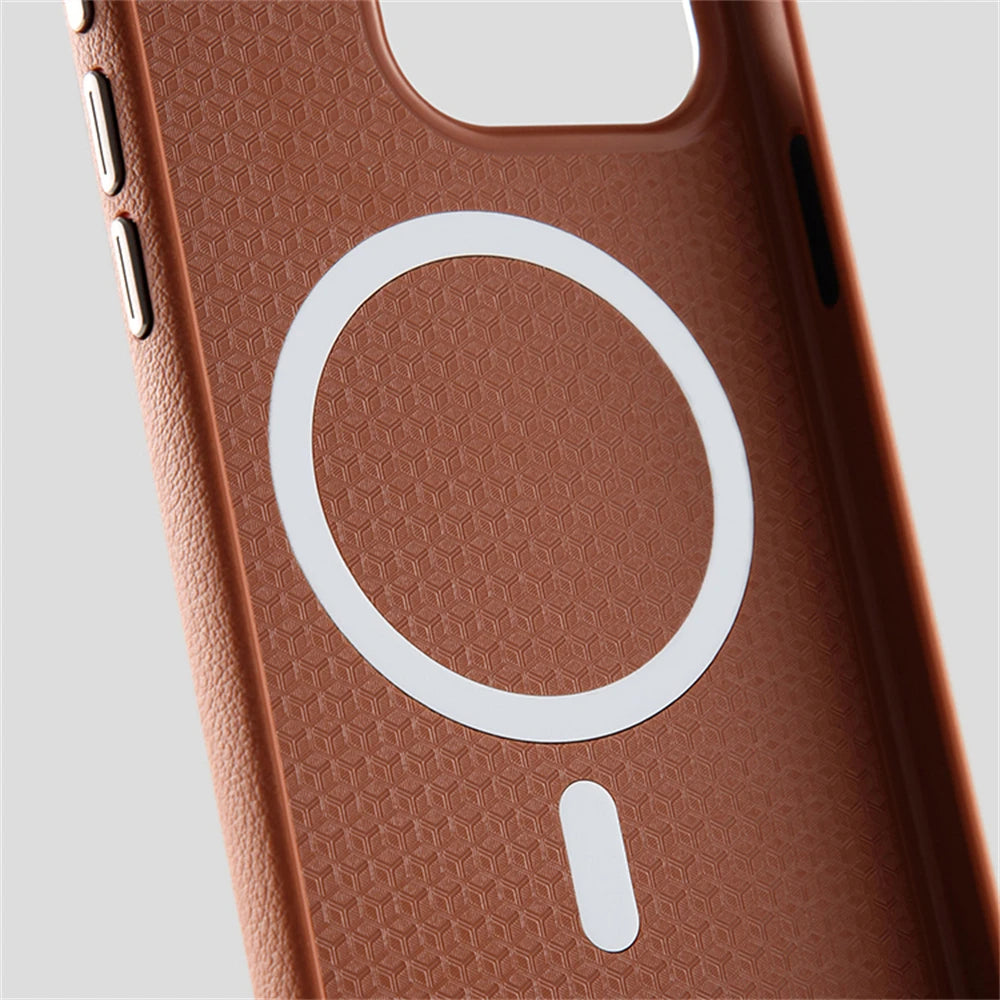 Leather Magnetic MagSafe Case for iPhone 14–16 Pro Max – Slim & Shockproof