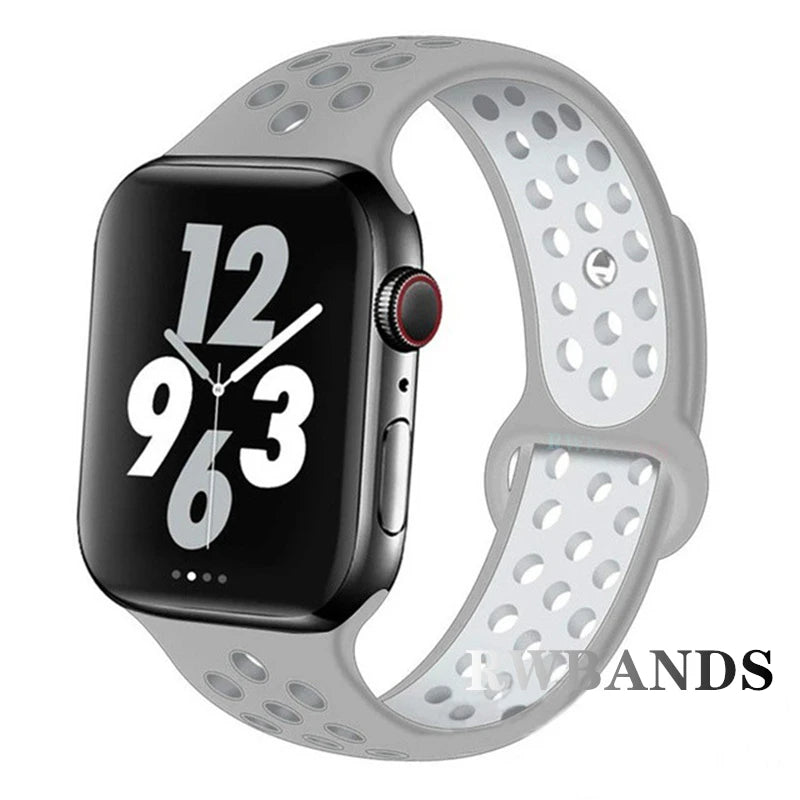 S port Strap for Apple Watch 38mm-49mm - Breathable Silicone Band for Series Ultra 2/10/9/8/SE (40mm 44mm 45mm)