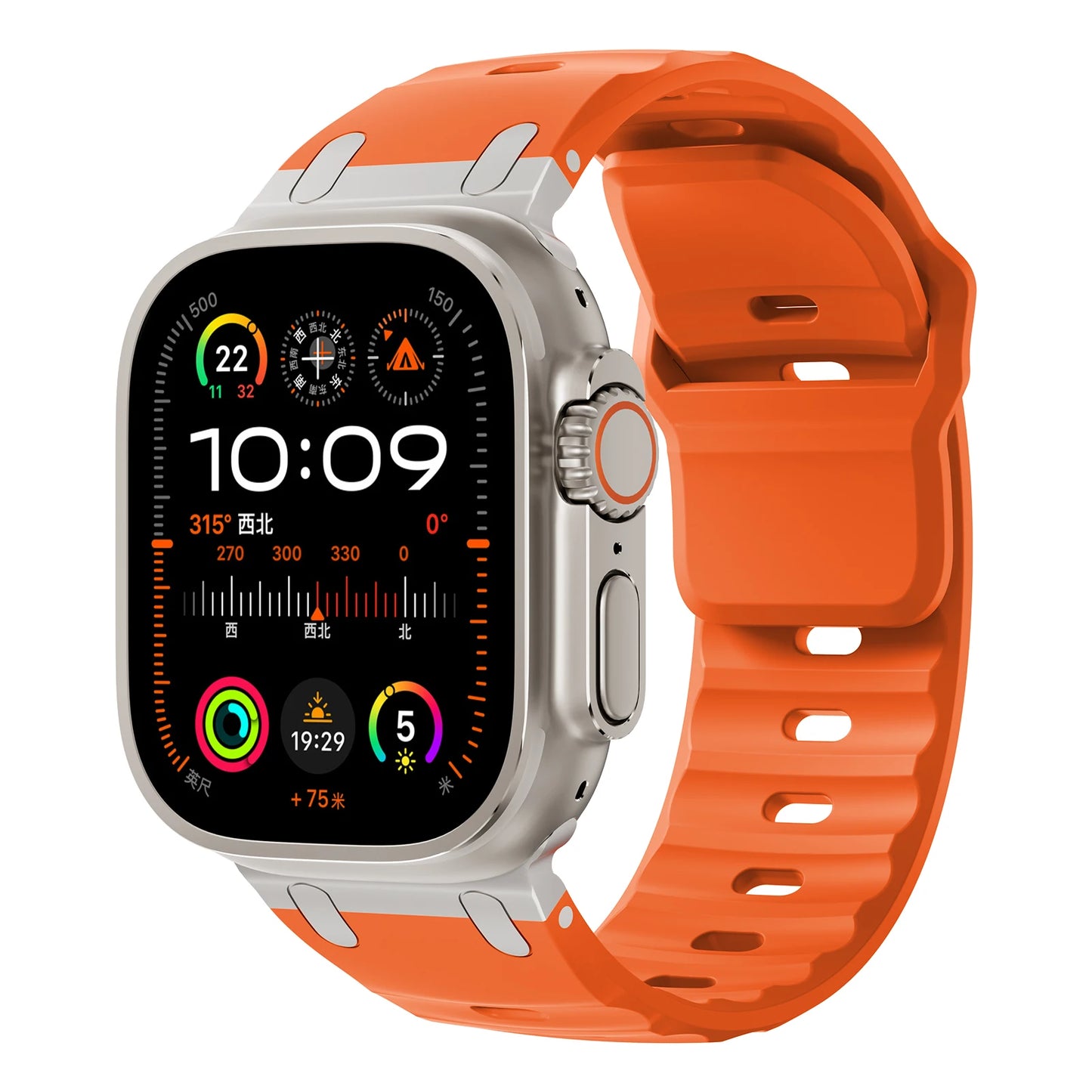 Premium Sport Silicone Band for Apple Watch Ultra 2, Series 9/8/7/SE – 49mm 45mm 44mm 46mm – Stainless Steel Strap