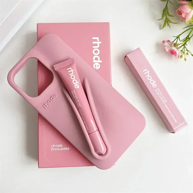 Rhode Lip Gloss Holder Silicone Case with Box Lipstick for iPhone