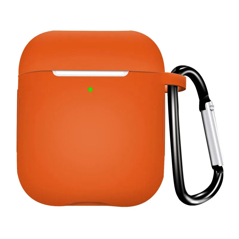 Soft Silicone Case for AirPods 1/2 – Protective Cover with Hook