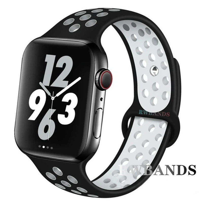 S port Strap for Apple Watch 38mm-49mm - Breathable Silicone Band for Series Ultra 2/10/9/8/SE (40mm 44mm 45mm)