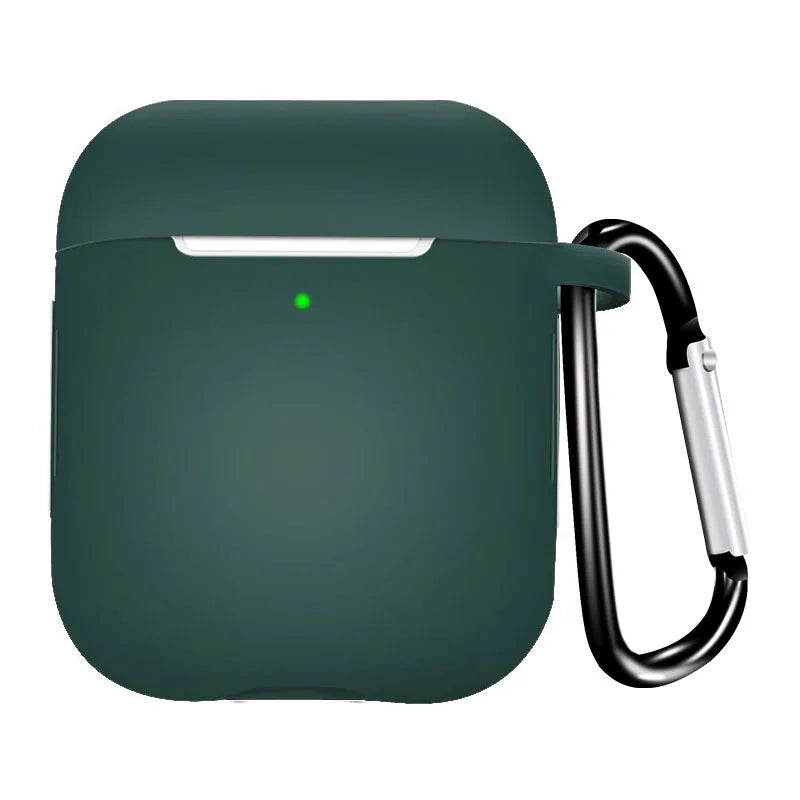 Soft Silicone Case for AirPods 1/2 – Protective Cover with Hook