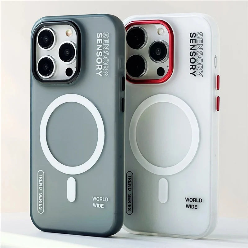MagSafe Magnetic Case – Shockproof Armor Design with Metal Lens Cover & Matte Finish