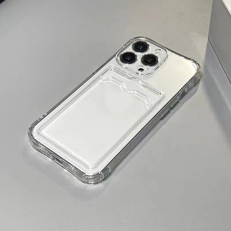 Ultra Thin Clear iPhone Case - Shockproof with Back Card Slot (6-15 Models)