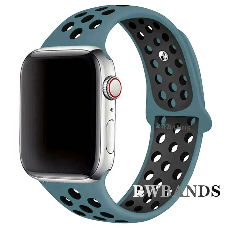 S port Strap for Apple Watch 38mm-49mm - Breathable Silicone Band for Series Ultra 2/10/9/8/SE (40mm 44mm 45mm)