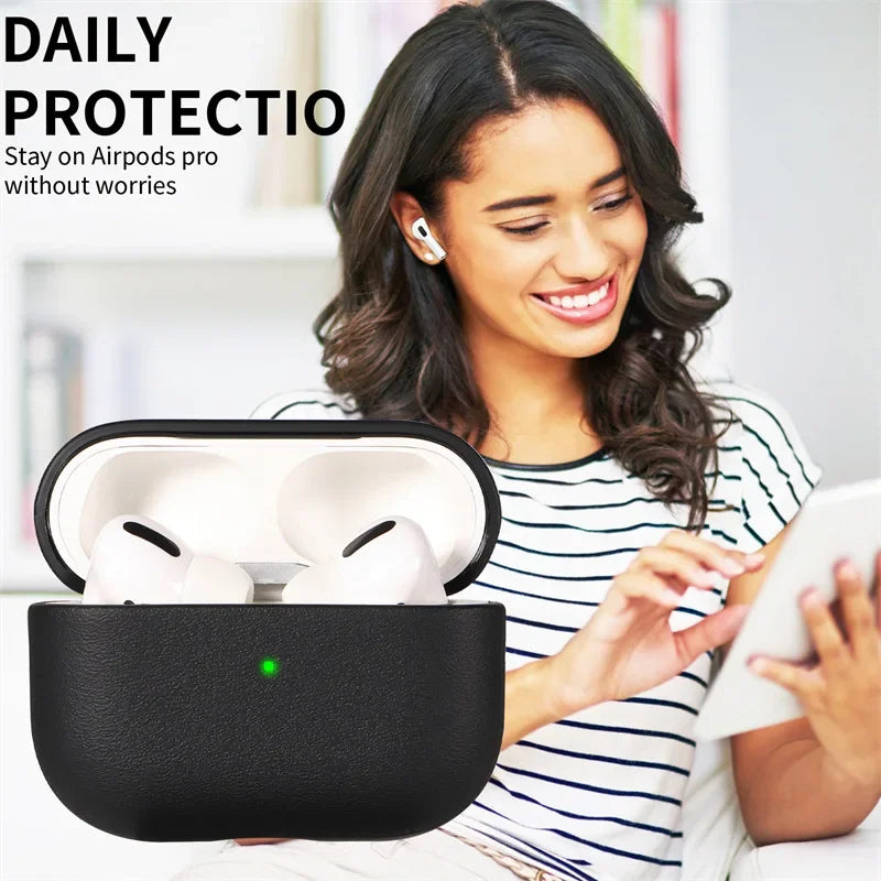 Leather AirPods Pro 2 Case - Premium Cover for AirPods 3/4 & Pro (USB-C) - Protective Bluetooth Earphone Shell