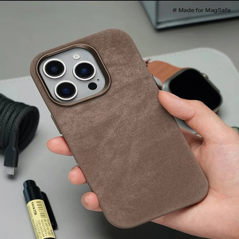 Magnetic Fiber Leather iPhone Case