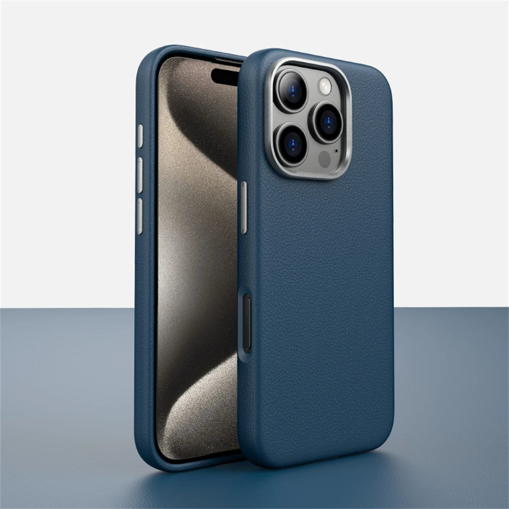Leather Magnetic MagSafe Case for iPhone 14–16 Pro Max – Slim & Shockproof