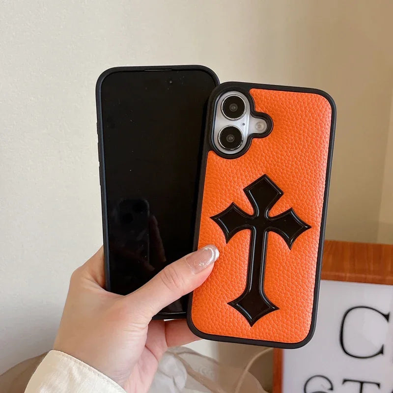 Gothic Cross Leather iPhone Case