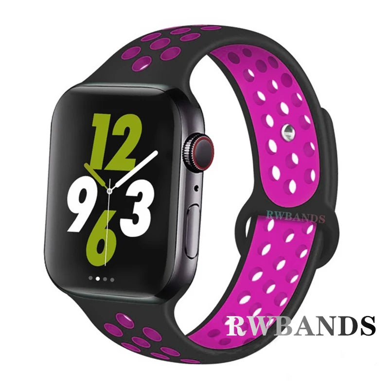 S port Strap for Apple Watch 38mm-49mm - Breathable Silicone Band for Series Ultra 2/10/9/8/SE (40mm 44mm 45mm)