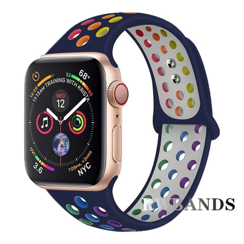 S port Strap for Apple Watch 38mm-49mm - Breathable Silicone Band for Series Ultra 2/10/9/8/SE (40mm 44mm 45mm)