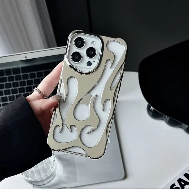 Trendy Hollow-Back 3D Flame Phone Case